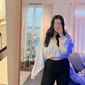 H&M cropped zip up cropped hoodie